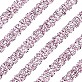 Polyester Braided Lace Ribbons, DIY Crafts, for Curtain, Clothing, Sofa Decoration, Wave Pattern, Medium Orchid, 5/8 inch(15mm), about 12.58 Yards(11.5m)/Roll
