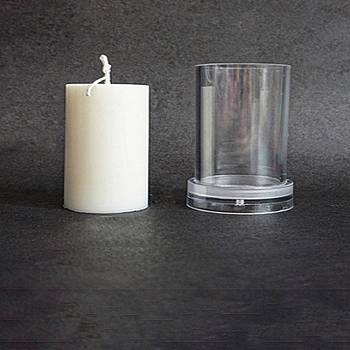 Candle Plastic Molds, for Making Scented Candles, Clear, Column, 75x75x110mm