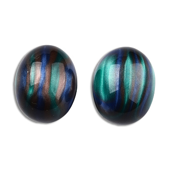 Resin Beads, Imitation Gemstone, Half Drilled, Oval, Light Sea Green, 20x16mm, Half Hole: 1.2mm