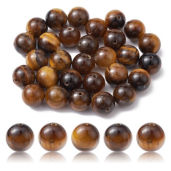 Natural Tiger Eye Beads Strands, Grade AB+, Round, 8mm, Hole: 1mm