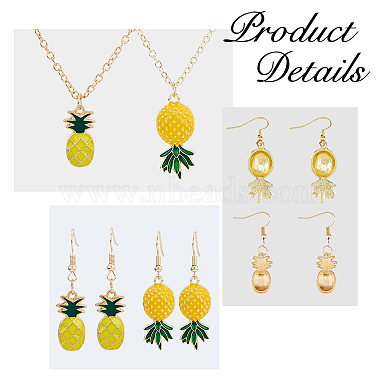 fibloom 2 ensembles 2 style alliage ananas pendentif collier et boucles d'oreilles pendantes(SJEW-FI0001-01)-3