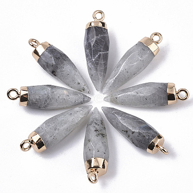 Top Golden Plated Natural Labradorite Pointed Pendants(X-G-S359-078D)-2