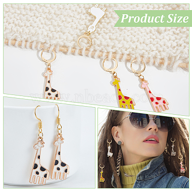 12Pcs 3 Style Alloy Enamel Giraffe & Alpaca Charm Locking Stitch Markers(HJEW-PH01671)-4
