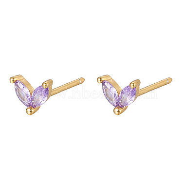Lilac Leaf Cubic Zirconia Earrings