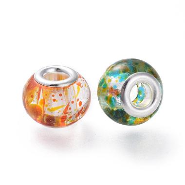 Mixed Large Hole Rondelle Spray Painted Glass European Beads(X-GPDL-R004-M1)-2