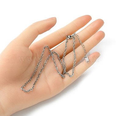 304 Stainless Steel Rope Chain Necklace for Men Women(NJEW-YW0001-08)-4