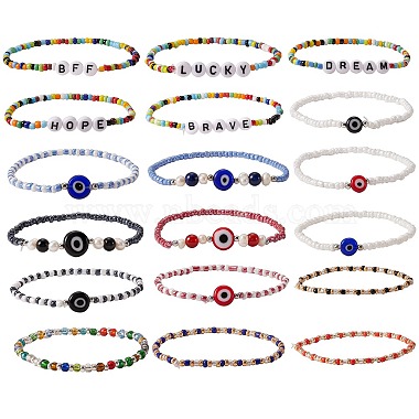 Mixed Color Evil Eye Glass Bracelets