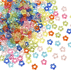 300Pcs Transparent Acrylic Bead Frame, Flower, Mixed Color, 13x13x4mm, Hole: 2.5mm, Inner Measure: 5mm(MACR-SP0002-03)