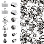 120Pcs 3 Styles Alloy Cord Ends, End Caps, Antique Silver, Mixed Shapes, 11.5x9mm, Hole: 1.8mm, Inner Diameter: 6.5mm(FIND-WR0013-12)