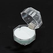 Transparent Plastic Ring Boxes, Jewelry Box, White, 3.8x3.8x3.8cm(OBOX-R001-04A)