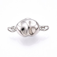 925 Sterling Silver Box Clasps, Stone Shape, with S925 Stamp, with Jump Ring, Platinum, 16x9x8mm, Hole: 2mm, jump Ring: 4x0.7, 2.5mm inner diameter(STER-T007-136P)