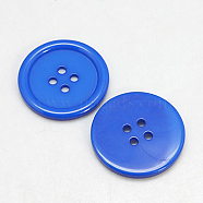Resin Buttons, Dyed, Flat Round, Dodger Blue, 18x3mm, Hole: 2mm, 395pcs/bag(RESI-D030-18mm-10)