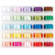 25 Rolls 25 Colors Polyester High Gloss Single-Strand Thread, with Plastic Bobbin, for Hanfu Hairpin Accessories, Mixed Color, 0.1mm, about 65.62~76.55 Yards(60~70m)/roll, 1 roll/color(OCOR-WH0047-54)