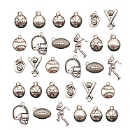 Tibetan Style Alloy Pendant Sets, Sport Goods, Mixed Shapes, Antique Silver, 13~30x10~17mm, 30pcs/set(RUFO-PW0001-003)