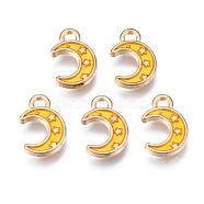 Light Gold Plated Alloy Enamel Pendants, Moon with Star, Gold, 11.5x7.5x1.5mm, Hole: 1.5mm(ENAM-R136-19B)