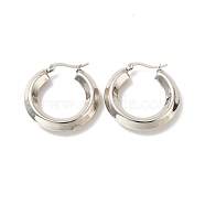 201 Stainless Steel Chunky Hoop Earrings, with 304 Stainless Steel Pins, Stainless Steel Color, 33x6mm, Pin: 0.8mm(STAS-H164-06P)