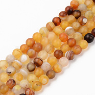 Natural Sardonyx Beads Strands, Frosted, Dyed & Heated, Round, Gold, 6mm, Hole: 1mm, about 63~65pcs/strand, 14.76 inch(37.5cm)(G-S369-002B-A02)