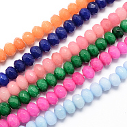 Natural White Jade Bead Strands, Dyed, Faceted, Abacus Beads, Rondelle, Mixed Color, 4~5x3mm, Hole: 0.5mm, about 116-120pcs/strand, 13.58 inch~13.78 inch(34.5~35cm)(G-R171-2x4mm-M-01)