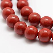 Natural Red Jasper Beads Strands, Grade AA, Round, 4mm, Hole: 0.8mm, about 95pcs/strand, 15.5 inch(39cm)(G-E375-4mm-02)