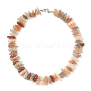 Natural Sunstone Chip Beaded Necklaces, with 304 Stainless Steel Clasps, 18.82 inch(47.8cm)(NJEW-P312-02P)