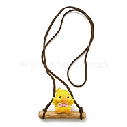 Cute Plastic Swinging Bowknot Duck Pendant Decorations, for Car Interiors Hanging Ornaments, Yellow, 320mm, pendant: 41.5x60x26mm(HJEW-A009-01F)