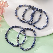 Natural Blue Spot Jasper Bead Stretch Bracelets, Round, 2 inch~2-3/8 inch(5~6cm), Bead: 5.8~6.8mm(X-BJEW-K212-A-039)