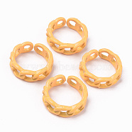 Spray Painted Alloy Cuff Rings, Open Rings, Cadmium Free & Lead Free, Curb Chain Shape, Orange, US Size 7 1/4(17.5mm)(X-RJEW-T011-29A-RS)