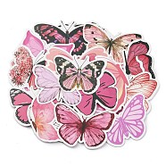 Butterfly 50Pcs Paper Scrapbook Stickers, for DIY Album Scrapbook, Diary Decoration, Pink, 30~67x39~79x0.2mm(DIY-I114-01B)