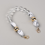 Acrylic Beads Bag Strap, with Alloy Clasps, for Bag Replacement Accessories, Clear, 35x1.7~2cm(GN-TAC0003-04)