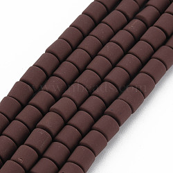 Handmade Polymer Clay Beads Strands, for DIY Jewelry Crafts Supplies, Flat Round, Coconut Brown, 6.5x6mm, Hole: 1.2mm, about 61pcs/strand, 15.75 inch(40cm)(CLAY-N008-008X)