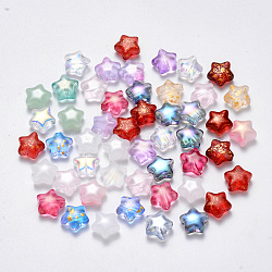 Spray Painted Glass Beads, Mixed Style, Star, Mixed Color, 8x8.5x4mm, Hole: 1mm(X-GLAA-R211-04)