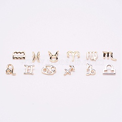 Alloy Charms, Twelve Constellations, Light Gold, 9.5~14.5x8~14.5x5~5.5mm, Hole: 1.5mm, 12pcs/set(PALLOY-WH0088-13LG)