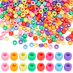 800Pcs 8 Colors Opaque Plastic Beads, Crow Beads, Pony Beads, Barrel, Mixed Color, 6x4.5mm, Hole: 2.5mm, 100pcs/color(KY-SC0001-86)