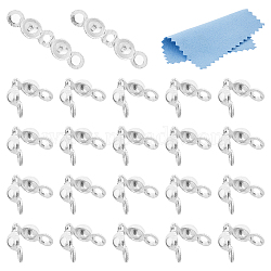 25Pcs 925 Sterling Silver Bead Tips Knot Covers, 1Pc Suede Fabric Square Silver Polishing Cloth, Silver, 6.75x3.8mm, Hole: 0.8mm, Inner Diameter: 2mm(STER-DC0001-55)