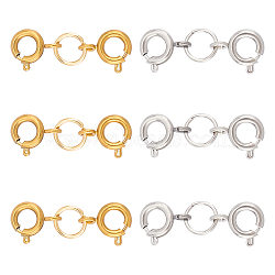 6Pcs 2 Colors 304 Stainless Steel Spring Ring Clasps, with Jump Rings, Platinum & Golden, 21mm, 3pcs/color(FIND-AB00013)