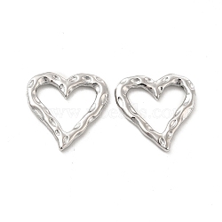304 Stainless Steel Linking Ring, Hammered, Heart, Stainless Steel Color, 19x18.5x2mm, Inner Diameter: 12.5x14mm(STAS-B032-42P)