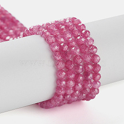 Cubic Zirconia Bead Strands, Faceted Rondelle, Red, 3mm, Hole: 0.6mm, about 131pcs/strand, 14.76''(37.5cm)(ZIRC-C006-01B-01)