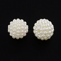 Acrylic Imitation Pearl Beads, Berry Beads, Round Combined Beads, Creamy White, 14mm, Hole: 1mm(X-MACR-R553-14mm-04)