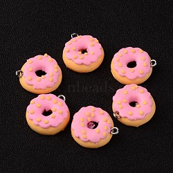 Polymer Clay Pendants, Donut, Hot Pink, 19x7mm, Hole: 3mm(CLAY-Q186-07)