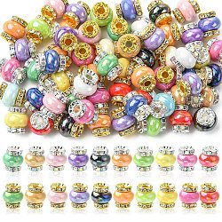 20Pcs 2 Styles Resin Beads with Brass Rhinestone Rondelle, Lantern-Shaped, for Bracelets, Necklaces, Pen Decor, Cadmium Free & Lead Free, Mixed Color, 14.5x13.5mm, Hole: 3.5mm, 10pcs/style(KK-YW0004-31)