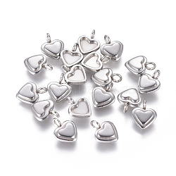 304 Stainless Steel Pendant Cabochon Settings, Heart, Stainless Steel Color, 10x7x2.2mm, Hole: 2mm(X-STAS-F222-025)