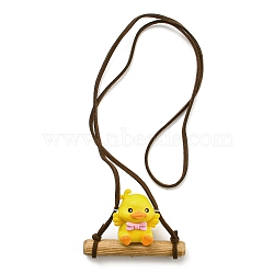 Cute Plastic Swinging Bowknot Duck Pendant Decorations, for Car Interiors Hanging Ornaments, Yellow, 320mm, pendant: 41.5x60x26mm(HJEW-A009-01F)