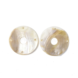 Natural Freshwater Shell Connector Charms, Flat Round Links, Seashell Color, 55x5mm, Hole: 3mm(SHEL-C003-09)