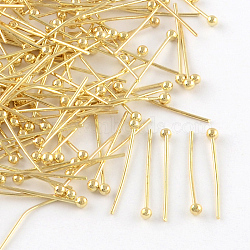 Brass Ball Head pins, Cadmium Free & Lead Free, Golden, 28x0.7mm, 21 Gauge, Head: 2mm, about 10000pcs/bag(KK-R020-22G)