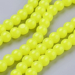 Imitation Jade Glass Round Beads Strands, Spray Painted, Green Yellow, 8mm, Hole: 1.3~1.6mm, about 100pcs/strand, 31.4 inch(X-DGLA-S076-8mm-09)