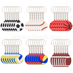 42pcs 6 Style Sports Goods PVC Pendant Keychain, with Iron Keychain Findings, Football & Rugby & Basketball, Mixed Patterns, 100~101mm, 7pcs/style(KEYC-CP0001-08)