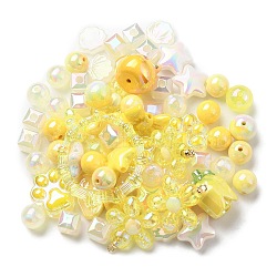 Acrylic Beads, Mixed Shapes, Yellow, 8~51x8~51x6~27.5mm, Hole: 1.8~3.8mm, about 163pcs/380.2g, 380.2g/bag(OACR-R261-12B)