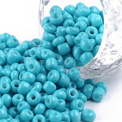 Baking Paint Glass Seed Beads, Dark Turquoise, 6/0, 4~5x3~4mm, Hole: 1~2mm, about 4500pcs/bag(SEED-S003-K10)