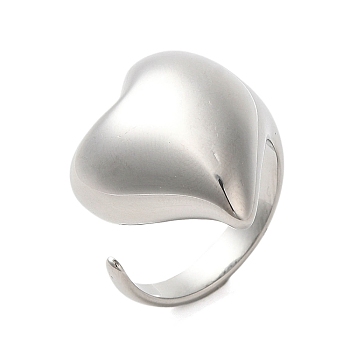 304 Stainless Steel Rings, Heart, Stainless Steel Color, Inner Diameter: 17~18mm