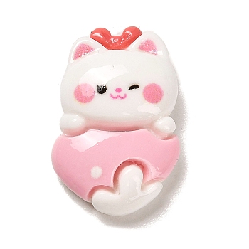 Opaque Resin Decoden Cabochons, Pink, Cat Shape, 23x15.5x7mm